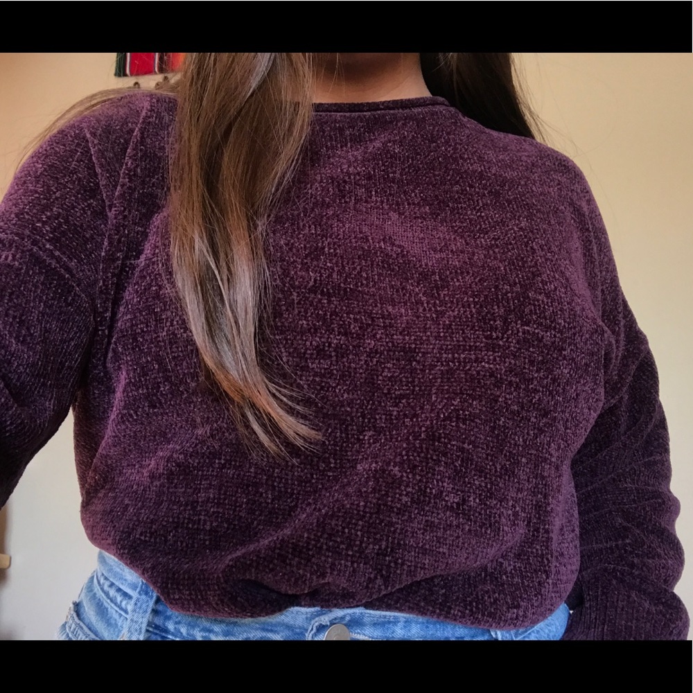 fuzzy purple long sleeve shirt